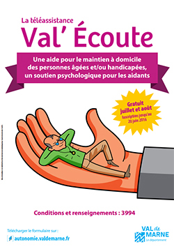 Affiche val'ecoute téléassistance gratuite du val-de-marne